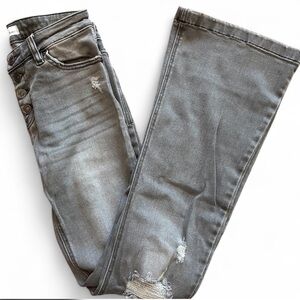 *NWOT* KANCAN Grey Distressed Flare Jean with Button Fly — 26  — NEVER WORN